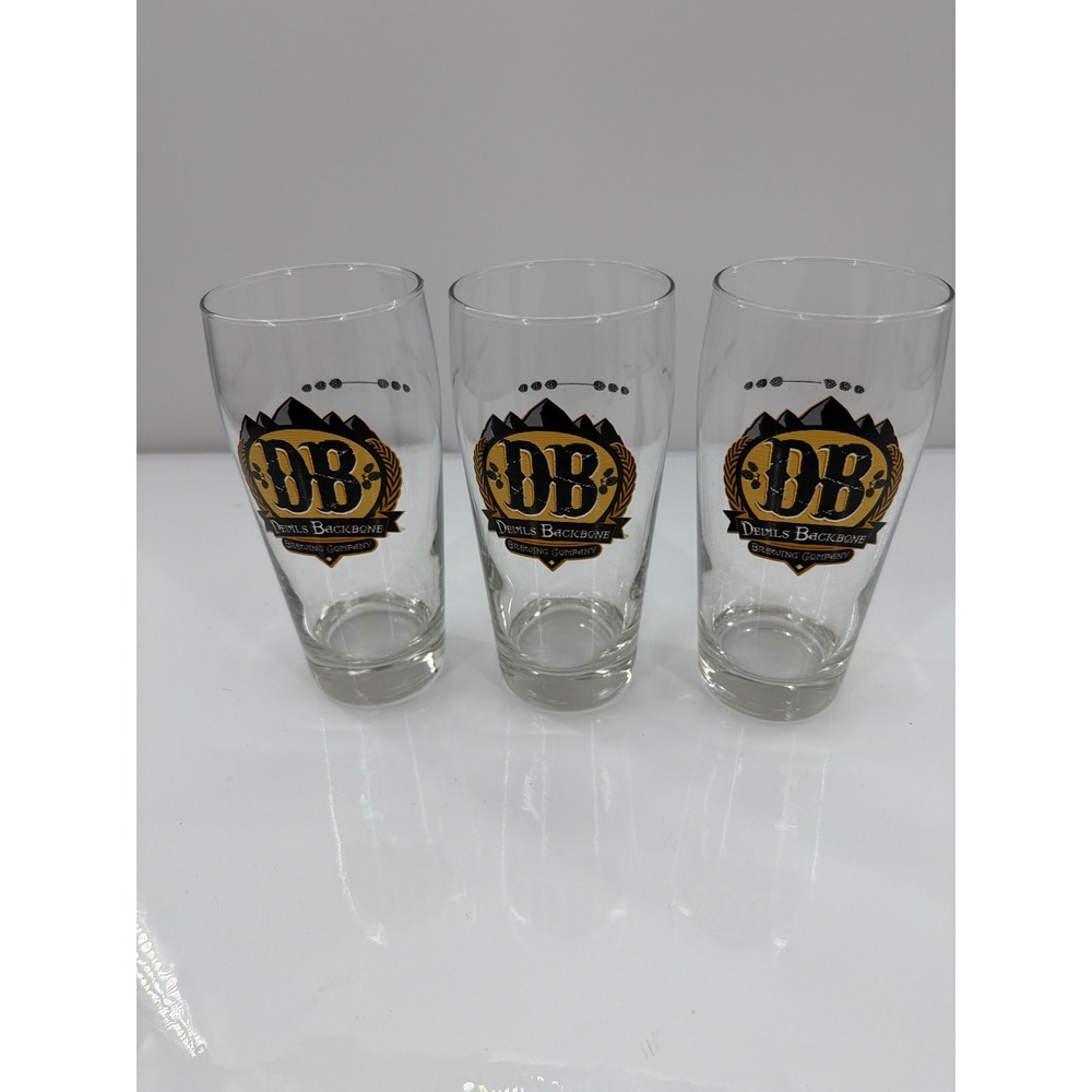 Devils Backbone Brewing Company Beer Glasses Set of 3 DB Logo Pilsner Pint Clear